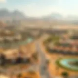 Aerial view of Nad Al Sheba showcasing its landscape and climate