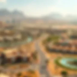 Aerial view of Nad Al Sheba showcasing its landscape and climate