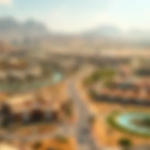 Aerial view of Nad Al Sheba showcasing its landscape and climate