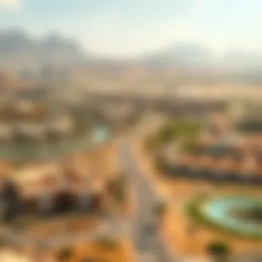 Climate Landscape of Nad Al Sheba Aerial view of Nad Al Sheba showcasing its landscape and climate