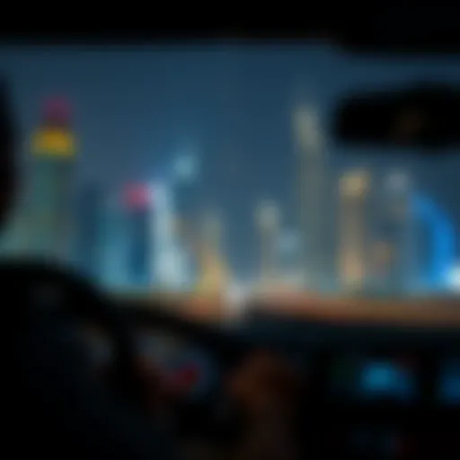 Dubai skyline with a focus on driving