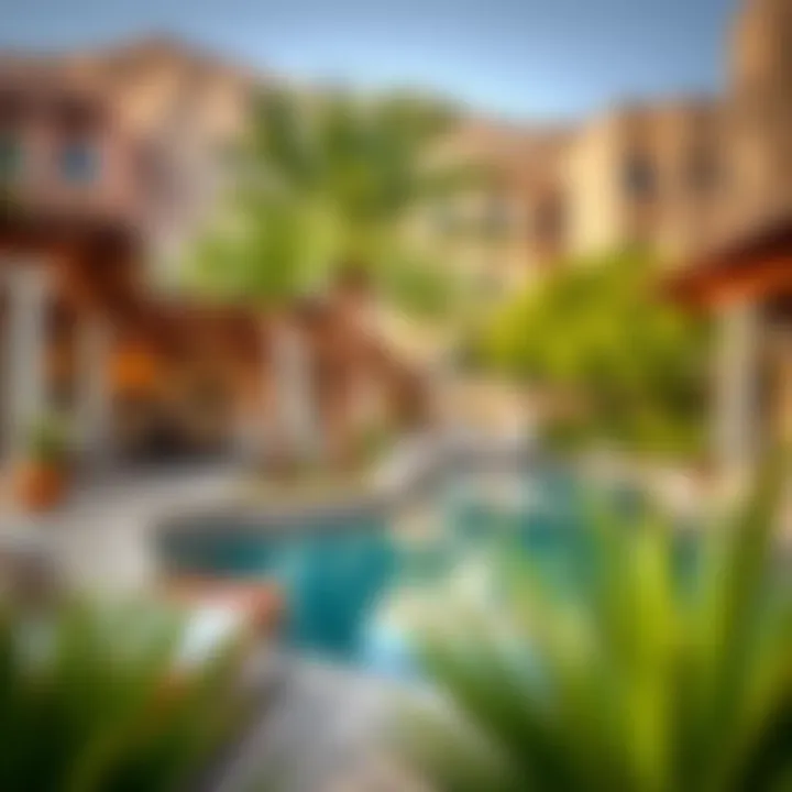 A vibrant lifestyle scene in Wadi Dubai, combining nature and urban living
