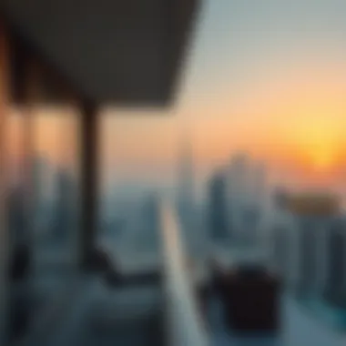 Scenic view from a balcony overlooking Dubai's skyline at Zaytouna Residence